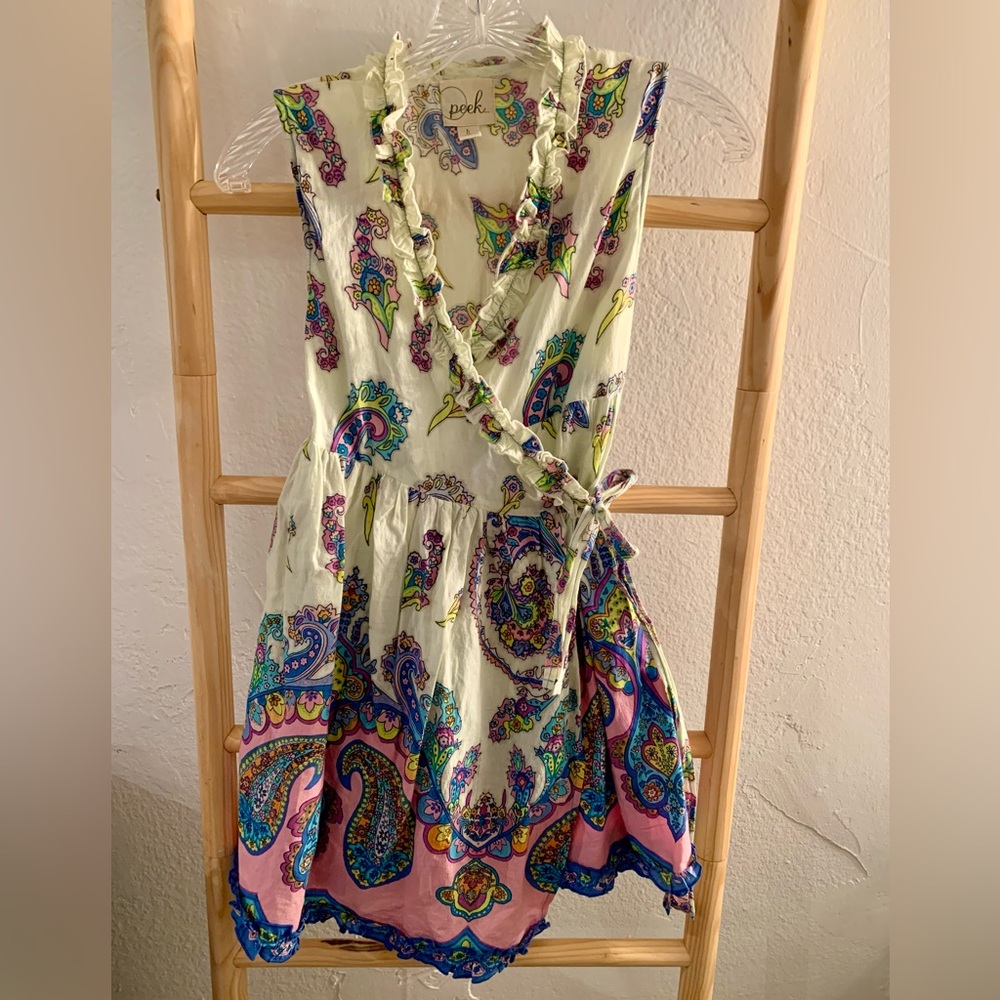 Darling girl’s cotton wrap dress by Peek.